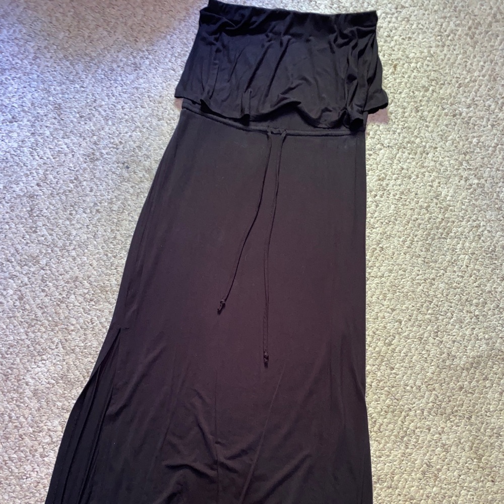 Cute strapless maxi dress black front tie